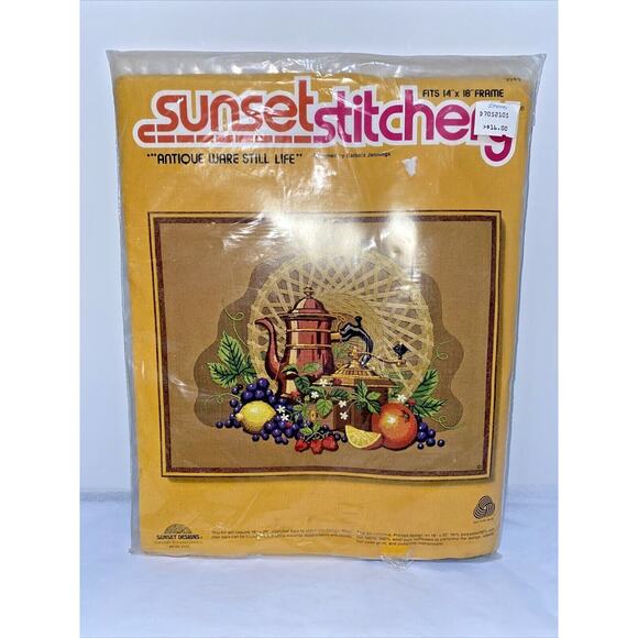 Sunset Stitchery NOS 'ANTIQUE WARE STILL LIFE' Crewel Kit #2292 14 x 18" Crafts - Picture 1 of 4